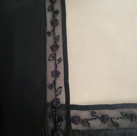 JR Nites by Caliendo 2 Piece Dress Knee Length Bolero Jacket Black Lace Rosette - Picture 8 of 12